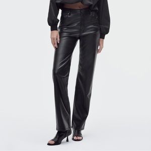 Wide Leg Zara Faux Leather Black Pants Medium